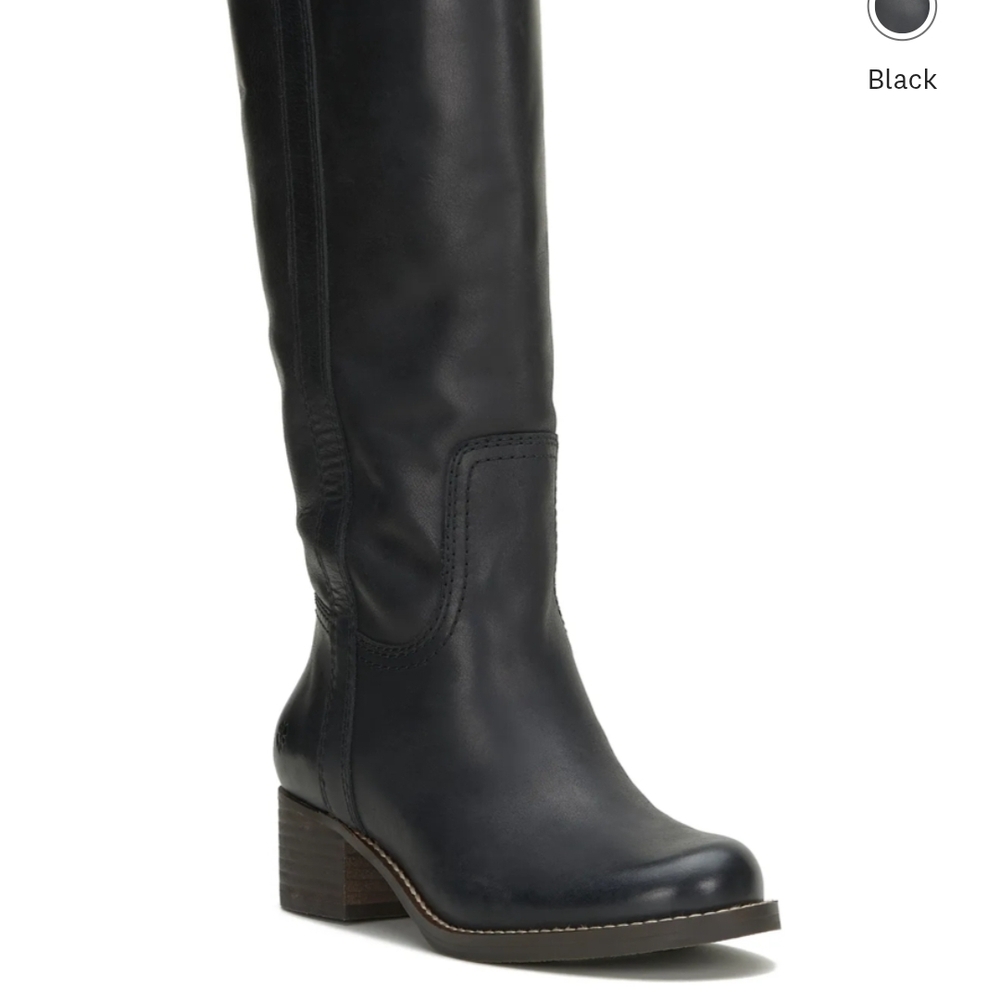 Lucky Brand Hybiscus wide calf riding bootWomen's Black Leather Knee-High Boots